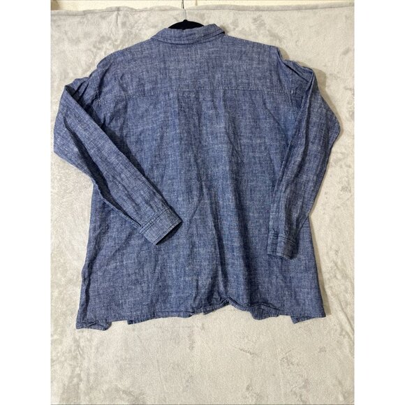 Eileen Fisher Women’s XS Blue Organic Cotton Button Front Shirt Top - Picture 7 of 9